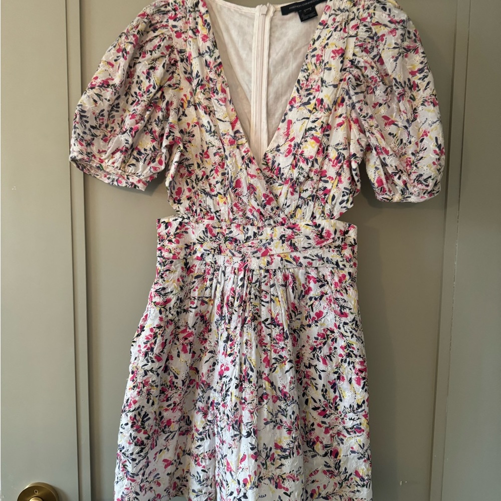 Floral V-Neck Dress with Cutouts at Waist; Engagement party, rehearsal dinner